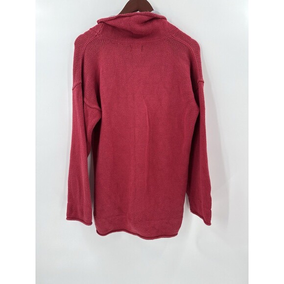 Pure Handknit Womens Sweater Preppy Minimalist Classic Cozy High Low Red SMALL - Picture 4 of 9